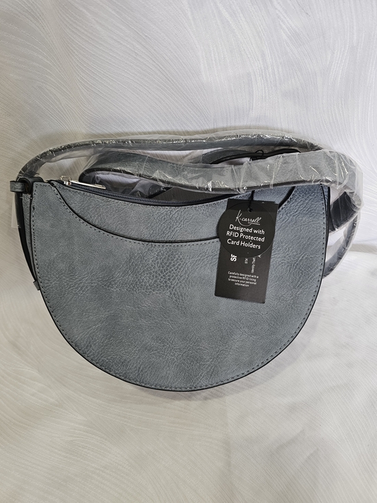 K. Carroll Handbags - K. Carroll Denim blue Semi-Circle Crossbody Bag with RFID Protection
